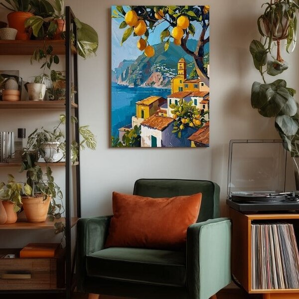Tablou canvas Livada de lămâi - stil italian - 60x90 cm