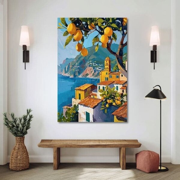 Tablou canvas Livada de lămâi - stil italian - 60x90 cm