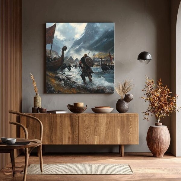 Tablou canvas Vikings pe Mori - Istoric Imaginea - 70x70 cm
