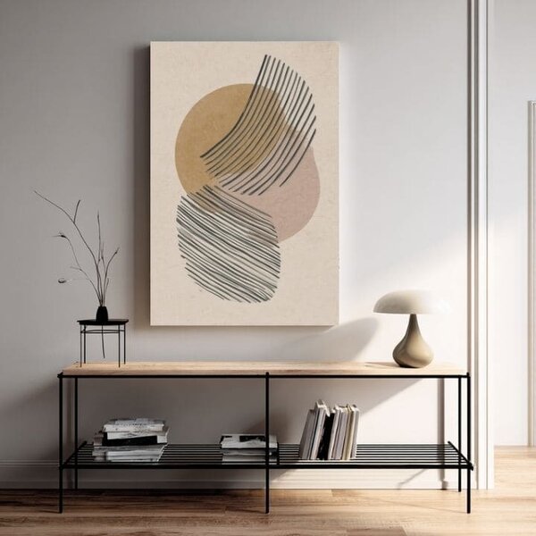 Tablou canvas Abstract Circles - Beige-Gold Design - 60x90 cm