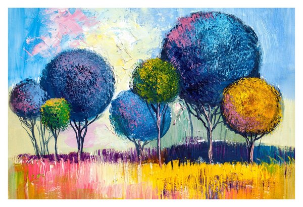 Tablou - Copaci, pictură în ulei (90x60 cm)
