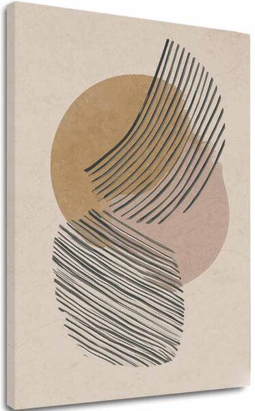 Tablou canvas Abstract Circles - Beige-Gold Design - 60x90 cm