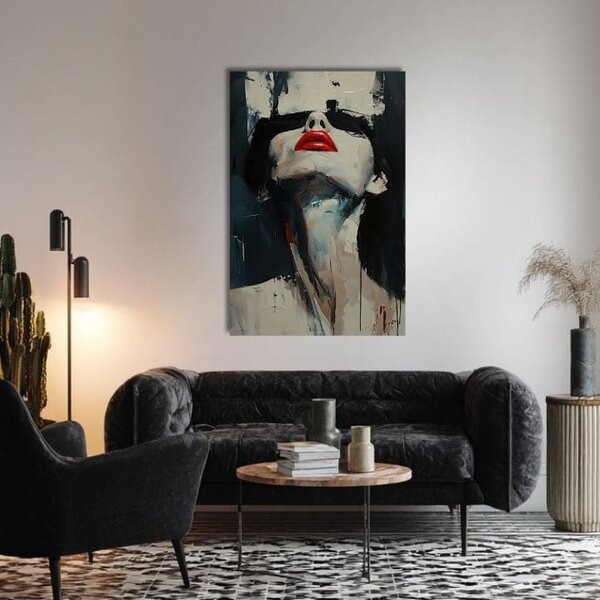 Tablou canvas Red Lips - Dramatic Design - 60x90 cm