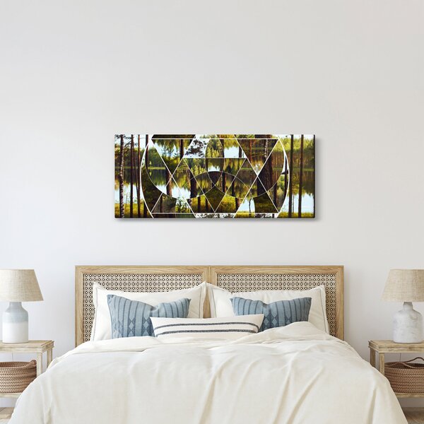 Tablou - Colaj geometric pe fundalul pădurilor nordice (120x50 cm)