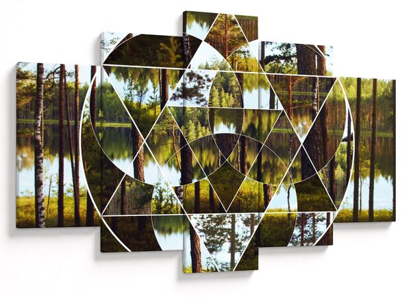 Tablou - Colaj geometric pe fundalul pădurilor nordice (150x105 cm)