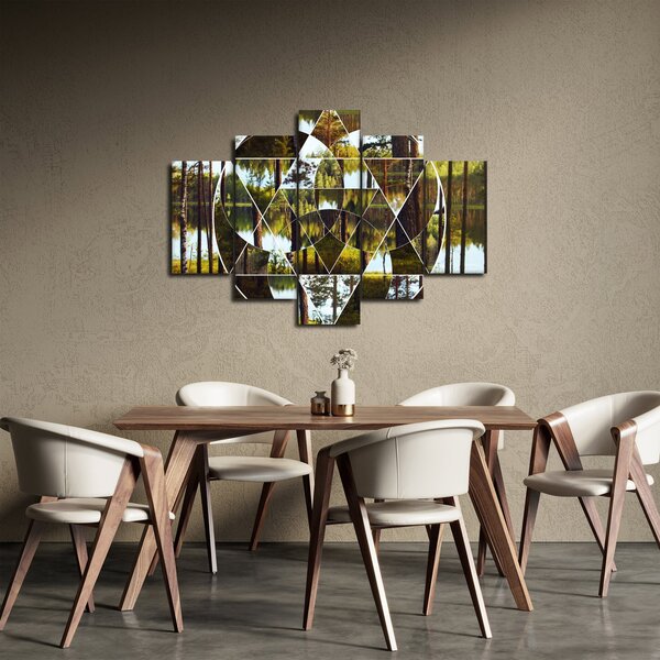 Tablou - Colaj geometric pe fundalul pădurilor nordice (150x105 cm)