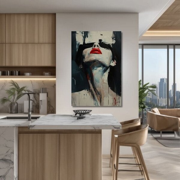 Tablou canvas Red Lips - Dramatic Design - 60x90 cm