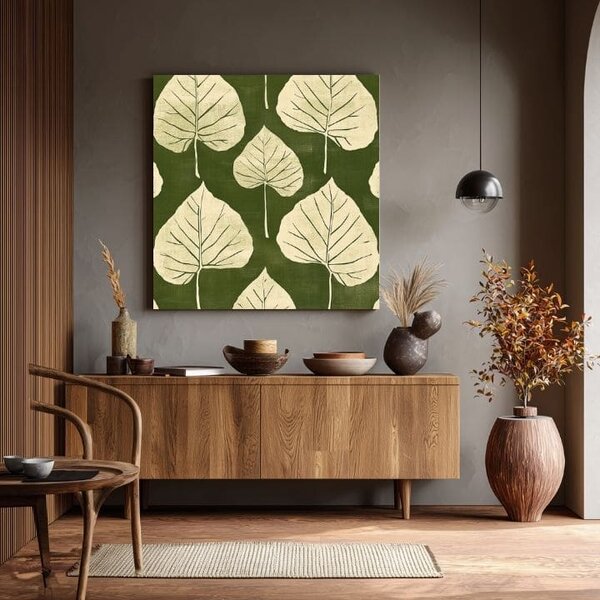 Tablou canvas Green Leaves - Botanical Motif - 70x70cm