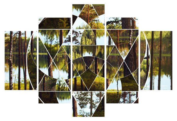 Tablou - Colaj geometric pe fundalul pădurilor nordice (150x105 cm)