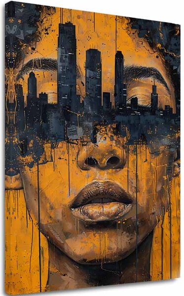 Tablou canvas ORAȘ in Heads - Motiv artistic - 60x90 cm