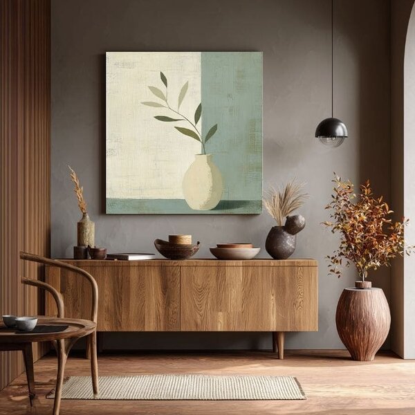 Tablou canvas Vase pe bej - decoratiuni moderne - 70x70 cm