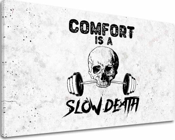 Tablou de perete de pe panza Comfort Is a Slow Death - Gym Motivation - 60x90 cm