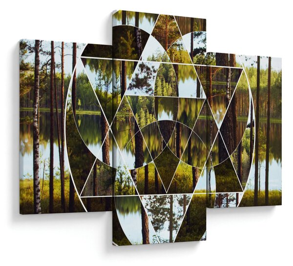 Tablou - Colaj geometric pe fundalul pădurilor nordice (90x60 cm)