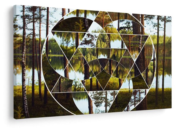 Tablou - Colaj geometric pe fundalul pădurilor nordice (90x60 cm)