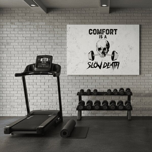 Tablou de perete de pe panza Comfort Is a Slow Death - Gym Motivation - 60x90 cm