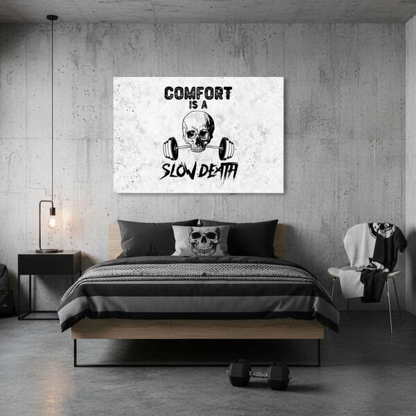 Tablou de perete de pe panza Comfort Is a Slow Death - Gym Motivation - 60x90 cm
