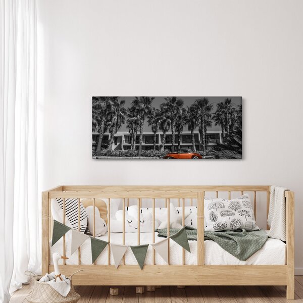 Tablou - Mașină roșie, retro (120x50 cm)