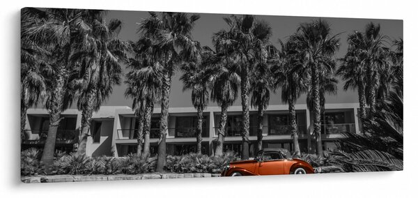 Tablou - Mașină roșie, retro (120x50 cm)