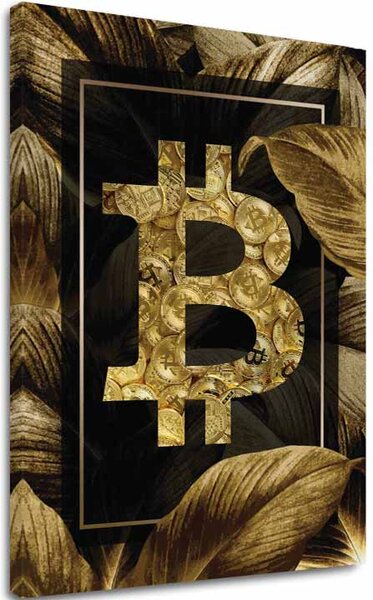 Tablou canvas Golden BITCOIN - Criptomotiva modernă - 60x90 cm