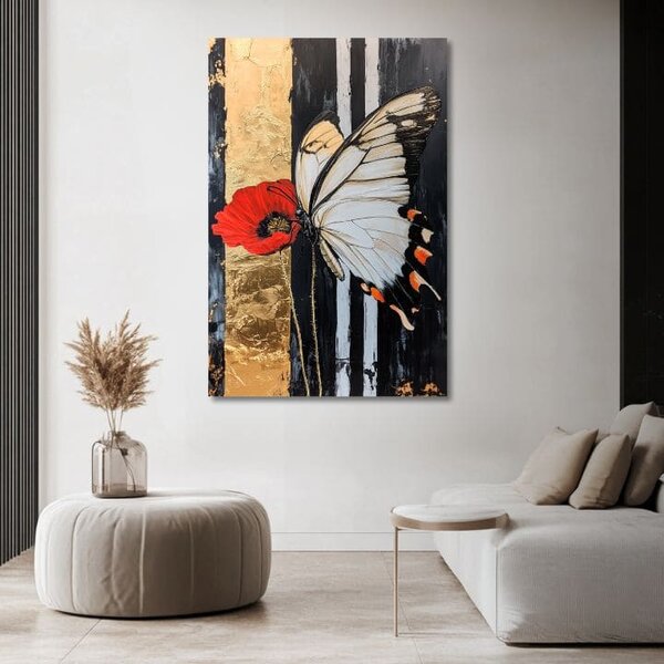 Tablou pictat manual fluturi Natura atinge - 100% original acrilic pictat - 40x60 cm