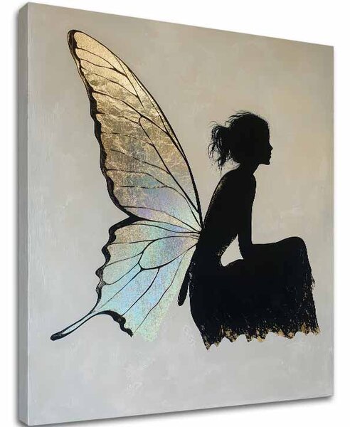 Tablou pictat manual fluturi zână - 100% original acrilic pictat - 60x60 cm