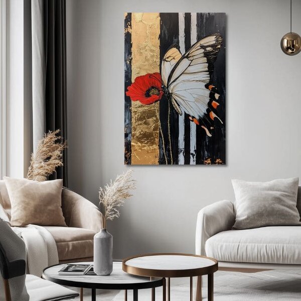 Tablou pictat manual fluturi Natura atinge - 100% original acrilic pictat - 40x60 cm