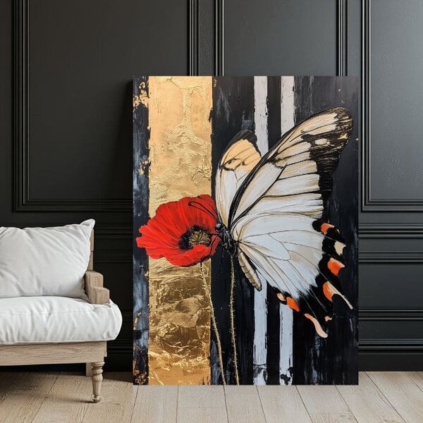 Tablou pictat manual fluturi Natura atinge - 100% original acrilic pictat - 40x60 cm