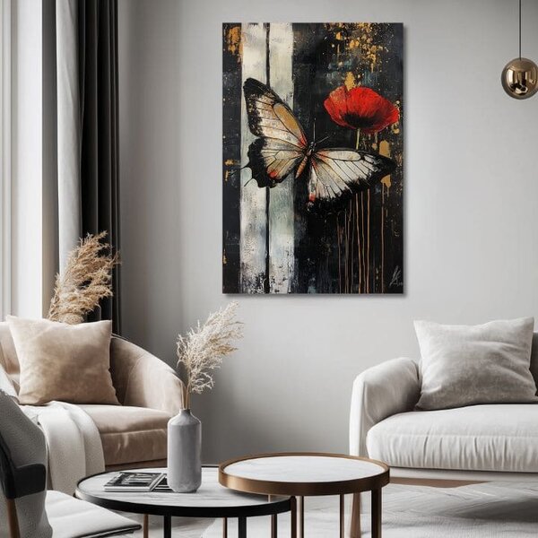 Tablou pictat manual fluturi Surpriză - 100% original acrilic pictat - 40x60 cm