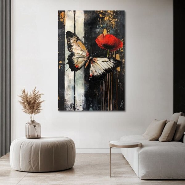 Tablou pictat manual fluturi Surpriză - 100% original acrilic pictat - 40x60 cm
