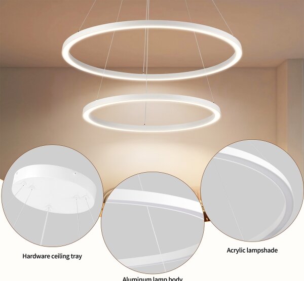 Brilagi - Lustră LED reglabilă suspendată pe cablu PORTOFINO LED/98W/230V, diam. 80 cm, alb +DO