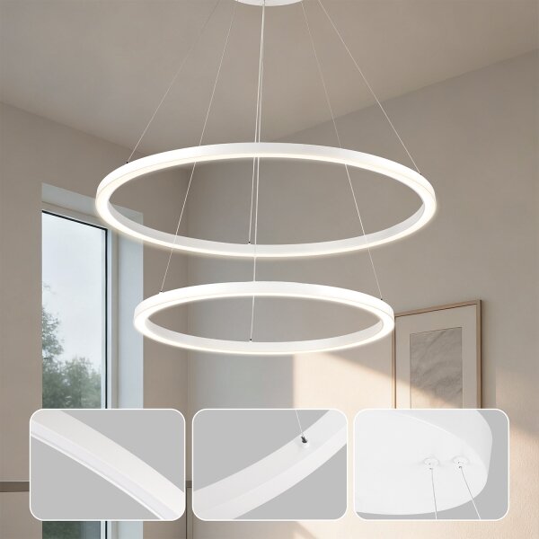 Brilagi - Lustră LED reglabilă suspendată pe cablu PORTOFINO LED/98W/230V, diam. 80 cm, alb +DO