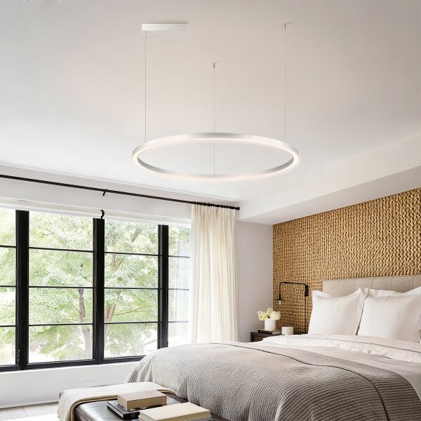 Brilagi-LED reglabil, lustru suspendat pe cablu PORTOFINO LED/60W/230V, diametru 80 cm, argintiu + telecomandă