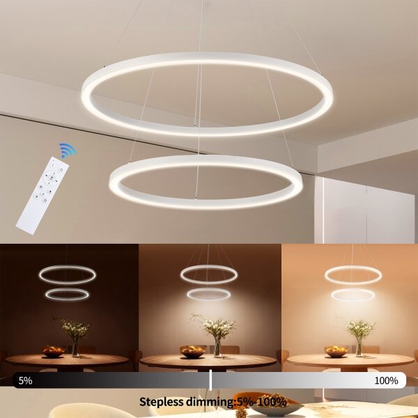 Brilagi - Lustră LED reglabilă suspendată pe cablu PORTOFINO LED/98W/230V, diam. 80 cm, alb +DO