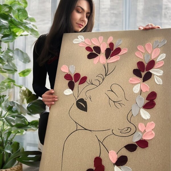 Pictură structurată pe pânză Morning Temptation - 60x40 cm