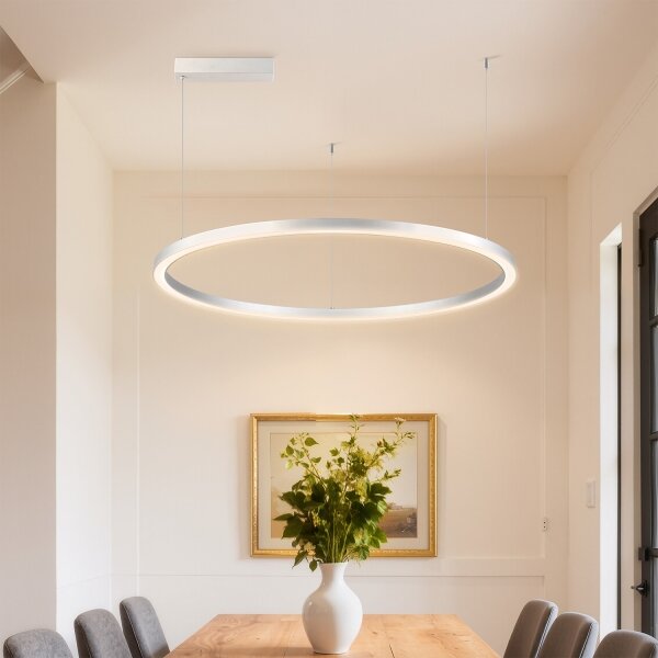 Brilagi-LED reglabil, lustru suspendat pe cablu PORTOFINO LED/60W/230V, diametru 80 cm, argintiu + telecomandă