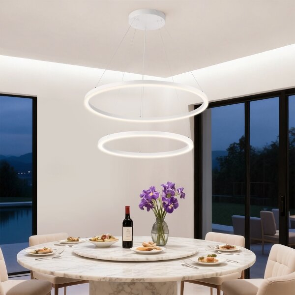 Brilagi - Lustră LED reglabilă suspendată pe cablu PORTOFINO LED/98W/230V, diam. 80 cm, alb +DO