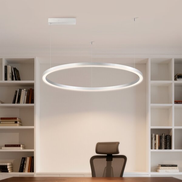 Brilagi-LED reglabil, lustru suspendat pe cablu PORTOFINO LED/60W/230V, diametru 80 cm, argintiu + telecomandă