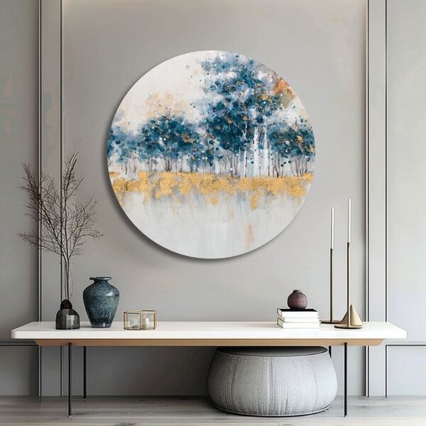 Tablou pictat rotund Șoaptă de pădure - 60 cm