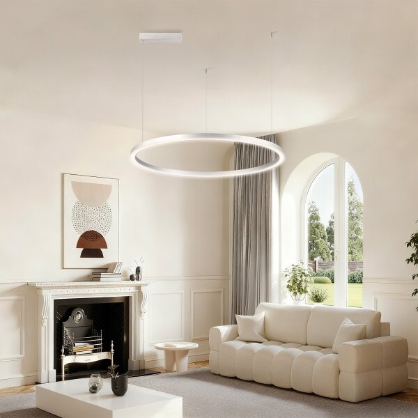 Brilagi-LED reglabil, lustru suspendat pe cablu PORTOFINO LED/60W/230V, diametru 80 cm, argintiu + telecomandă
