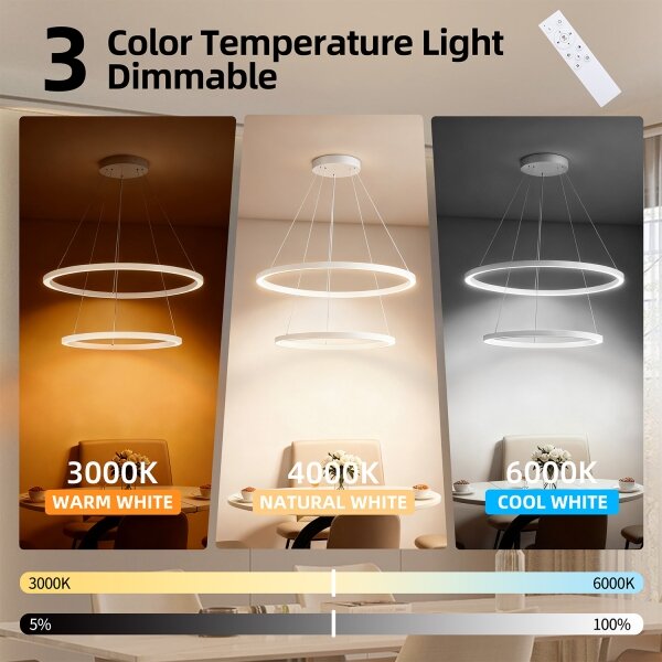 Brilagi - Lustră LED reglabilă suspendată pe cablu PORTOFINO LED/98W/230V, diam. 80 cm, alb +DO
