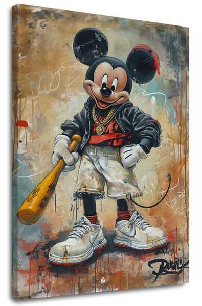 Tablou de perete STREET MICKEY pe panza | finisată de mâna artistului - 40x50 cm