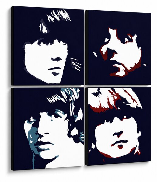 Tablou POP ART pictat manual BEATLES 4 buc beat - 60x60 cm [4 x 30x30]