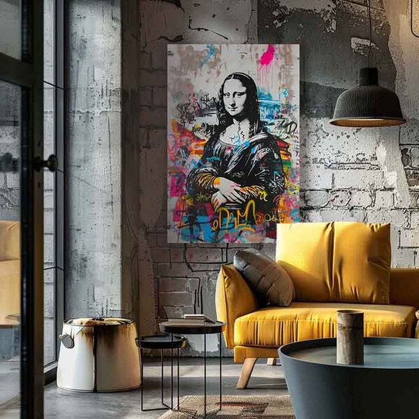 Tablou de perete GRAFFITI MONA pe panza | finisată de mâna artistului - 40x50 cm
