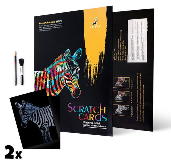 Pictura magică pentru răzuit - Zebra 40.5 x 28.5 cm