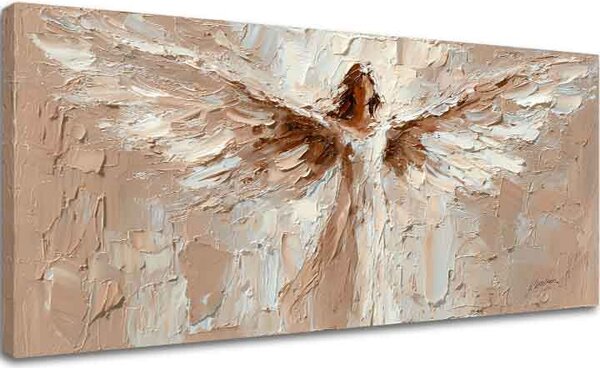 Tablou de perete de înger Îmbrățișare divină | finisată de mâna artistului - 40x80 cm