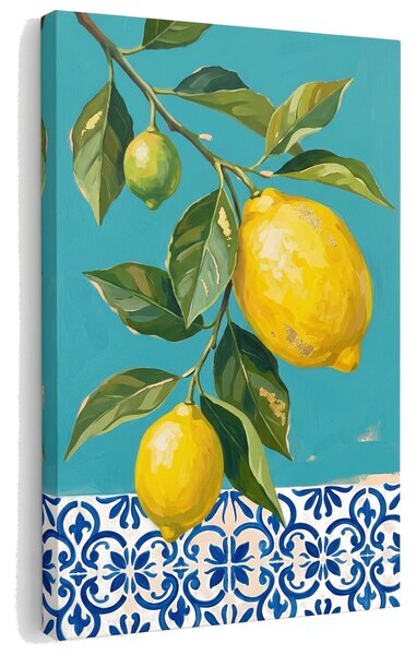 Tablou cu lămâi pe pânză – cu detalii pictate manual - 40x60 cm