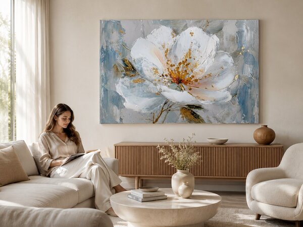 Tablou Canvas Pictat Manual FLOARE DIN DRAGOSTE - 120x80 cm / Clasic 2 cm