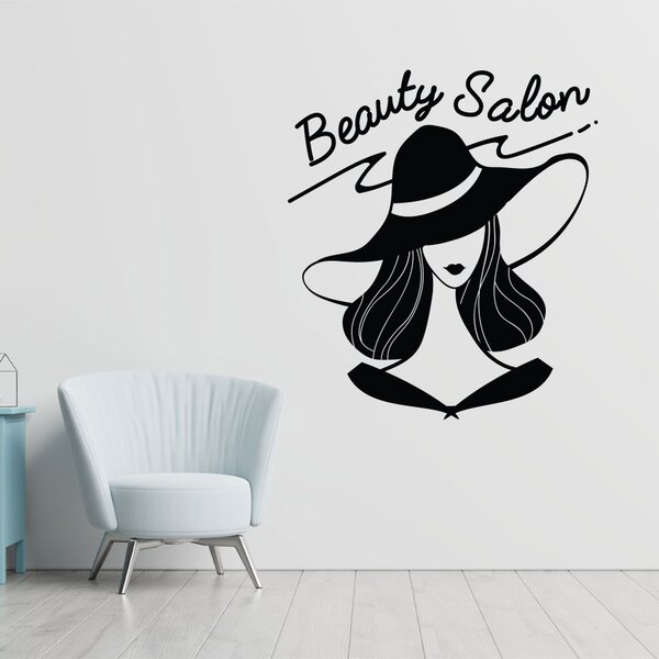 Sticker Decorativ Salon Frumusete "Beauty Salon", 47x53 cm, Negru, Oracal