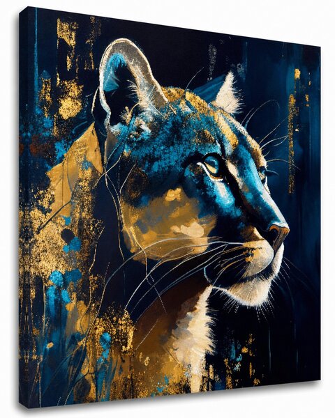 Set 3 tablouri Safari Gold — Jaguar, Cerb, Pumă - 3× 100×100 cm