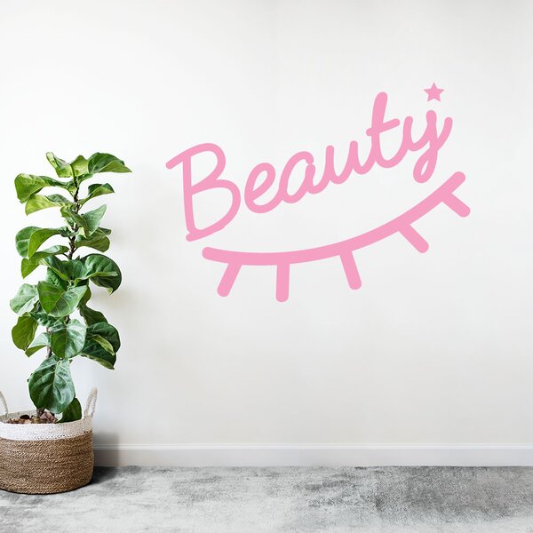 Sticker Decorativ Salon Frumusete "Beauty", 47x65 cm, Roz, Oracal